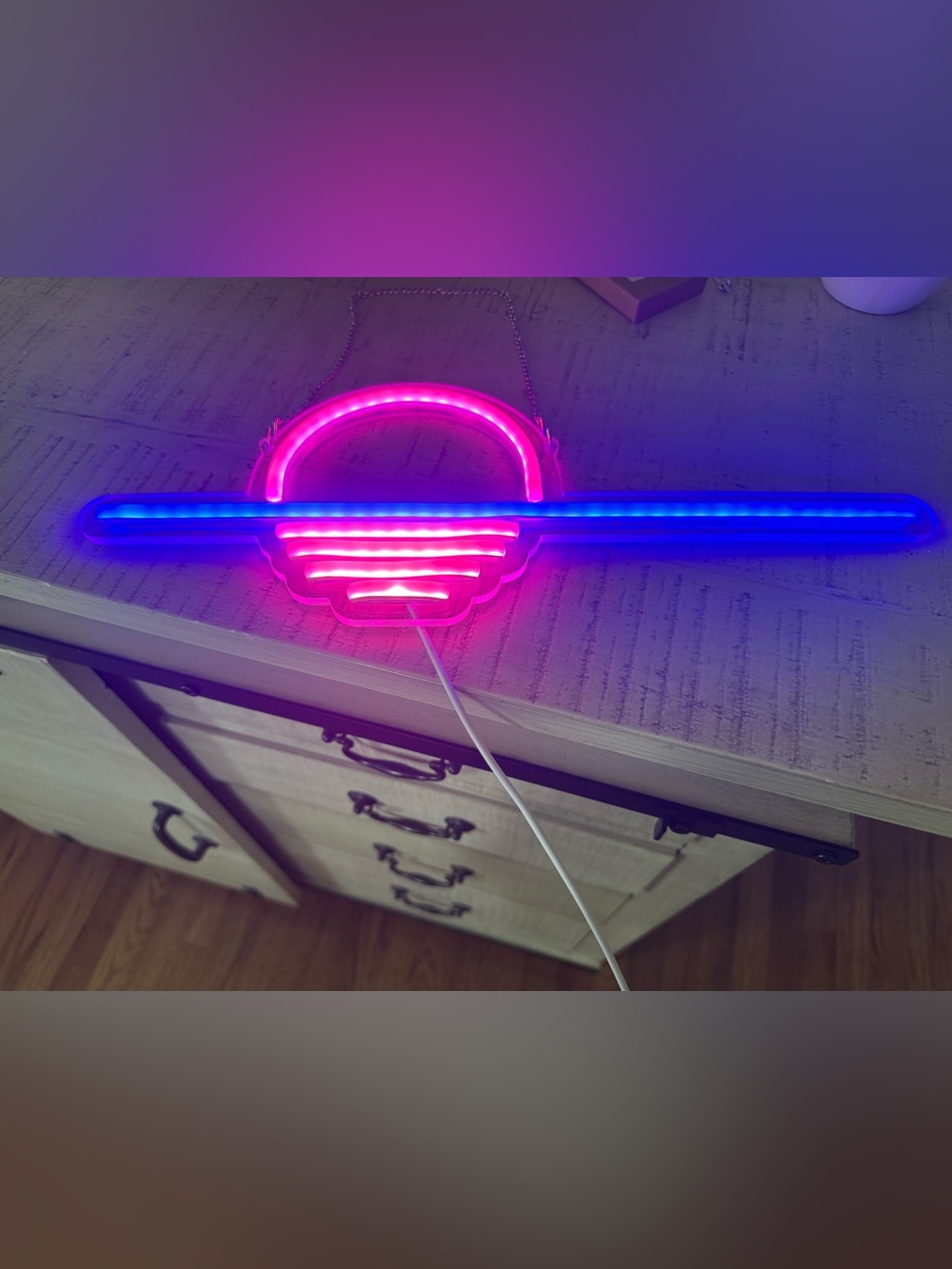 Neon LED Wall Light - Pink & Blue Retro Accent sunset 16”